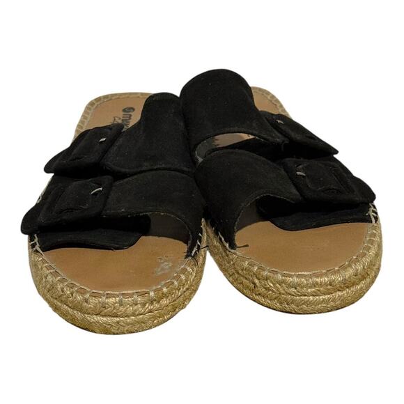Makalu California Black Suede Buckle Sandals Espadrille Slip-On Women's Size 8.5 - Picture 1 of 9